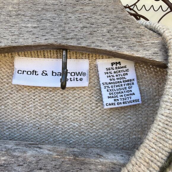 VTG Petite Rustic Cabincore Snowman Patchwork Christmas Cardigan Sweater MEDIUM - Picture 3 of 8